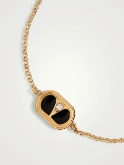 VLogo Ovalette Chain Bracelet With Crystal