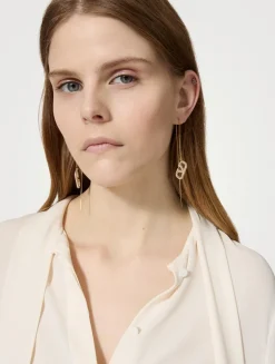 VLogo Pendant Threader Earrings With Crystals