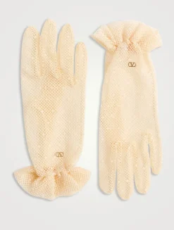 VLogo Signature Cotton And Tulle Gloves