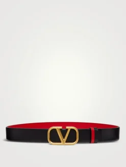 VLOGO Signature Glossy Leather Reversible Belt