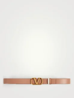 VLOGO Signature Glossy Leather Reversible Belt