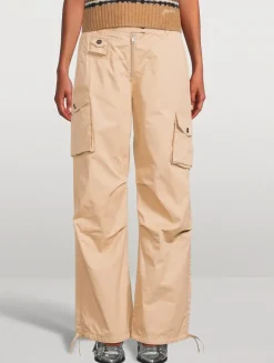 Washed Cotton Twill Cargo Pants