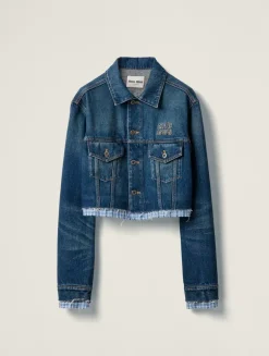 Washed Denim Blouson Jacket