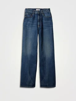 Washed Denim Flared Jeans