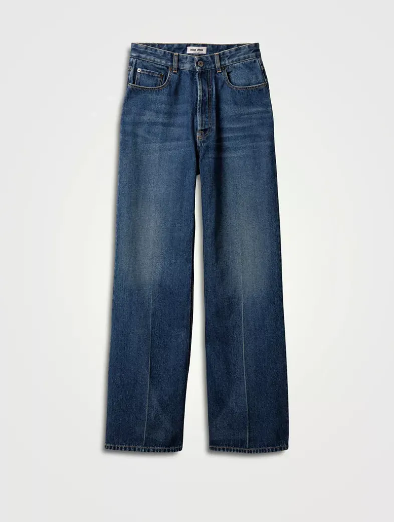 Washed Denim Flared Jeans