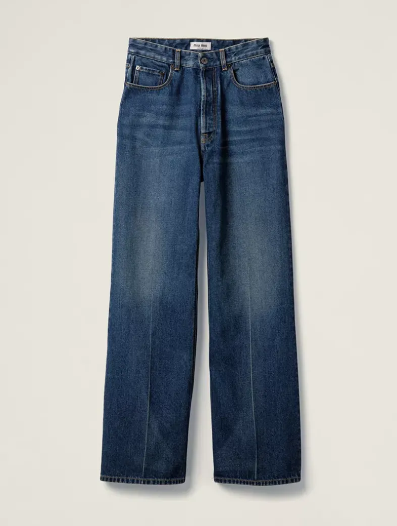 Washed Denim Flared Jeans