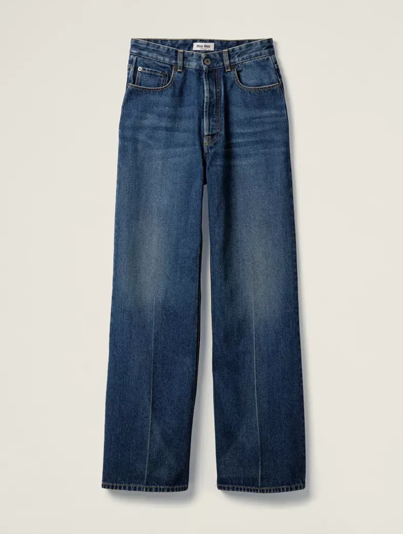 Washed Denim Flared Jeans