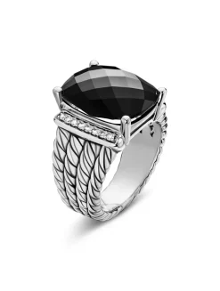 Wheaton® Ring In Sterling Silver With Black Onyx And Diamonds, 16mm