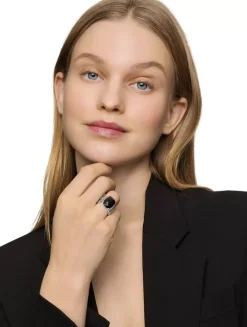 Wheaton® Ring In Sterling Silver With Black Onyx And Diamonds, 16mm