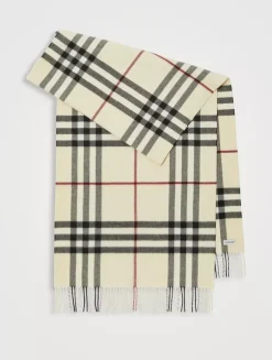 Wide Check Cashmere Scarf
