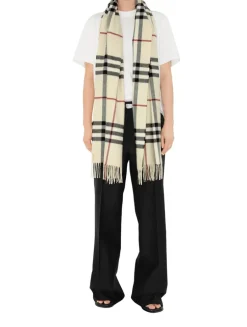 Wide Check Cashmere Scarf