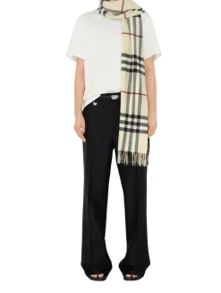 Wide Check Cashmere Scarf