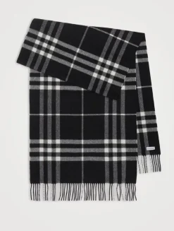 Wide Check Cashmere Scarf
