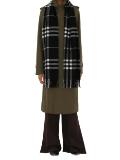 Wide Check Cashmere Scarf
