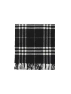 Wide Check Cashmere Scarf