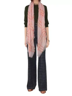 Wide Check Wool Scarf