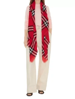 Wide Check Wool Scarf