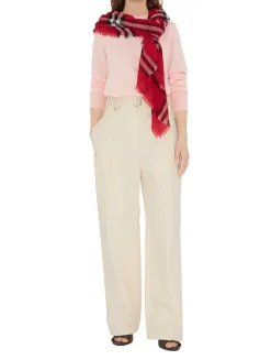 Wide Check Wool Scarf