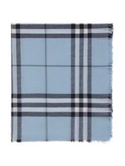 Wide Check Wool Scarf