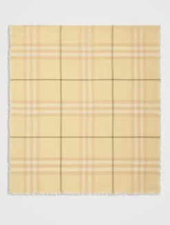 Wide Check Wool Scarf