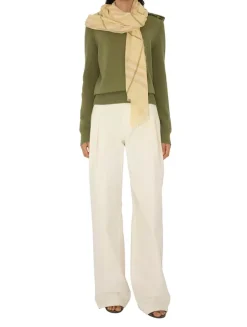 Wide Check Wool Scarf