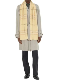 Wide Check Wool Scarf