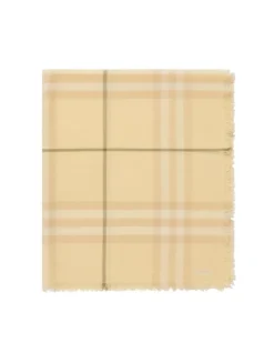 Wide Check Wool Scarf