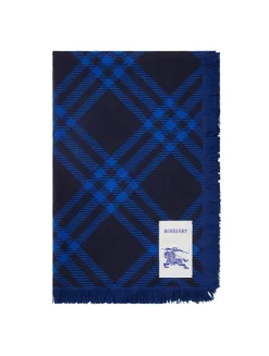 Wide Check Wool Silk Scarf