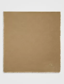 Wide Check Wool Silk Scarf