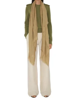 Wide Check Wool Silk Scarf