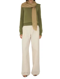 Wide Check Wool Silk Scarf