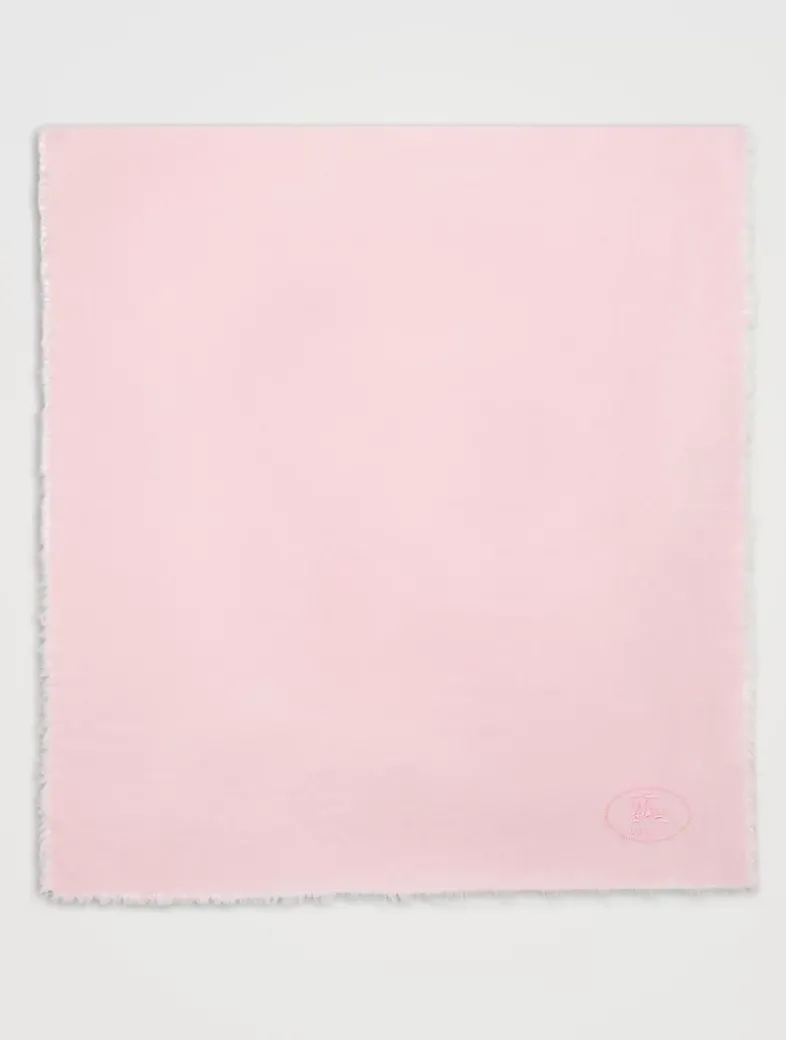 Wide Check Wool Silk Scarf