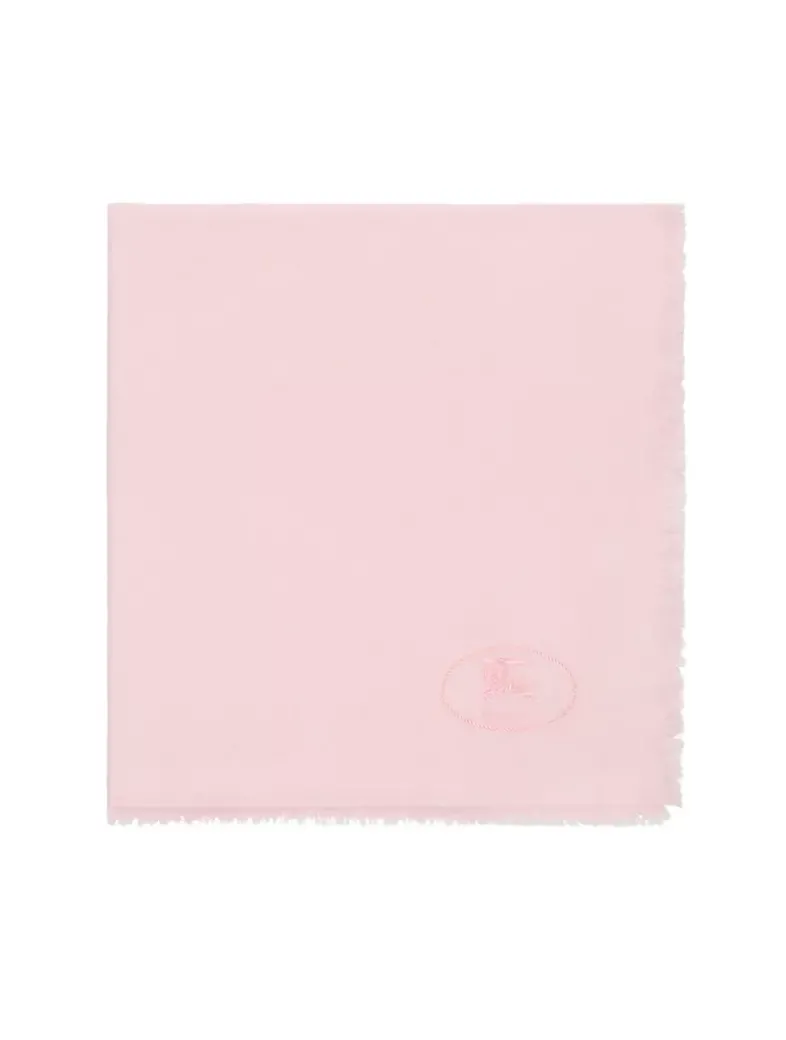 Wide Check Wool Silk Scarf