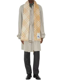 Wide Check Wool Silk Scarf