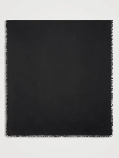 Wide Check Wool Silk Scarf