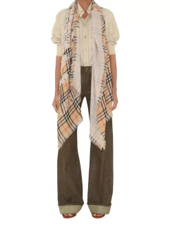 Wide Ekd Check Wool Scarf