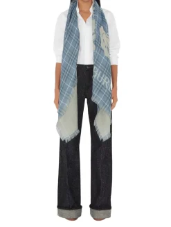 Wide Ekd Check Wool Scarf