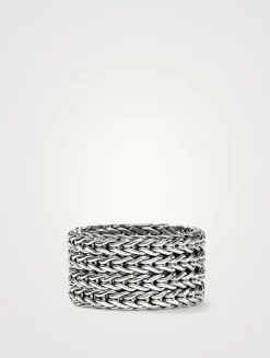 Wide Sterling Silver Rata Chain Band Ring