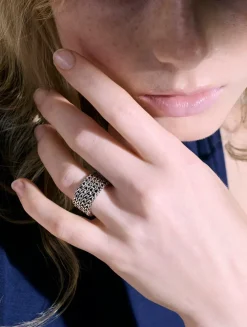 Wide Sterling Silver Rata Chain Band Ring