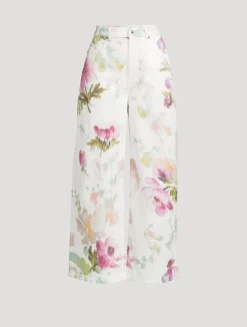 Wide-Leg Jeans In Floral Print