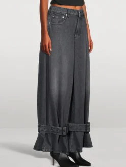 Wide-Leg Jeans With Buckled Cuffs