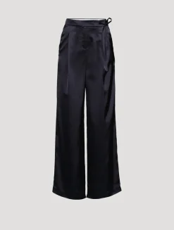 Wide-Leg Satin Trousers