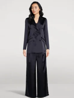 Wide-Leg Satin Trousers