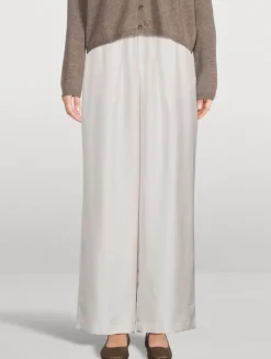 Wide-Leg Silk Trousers