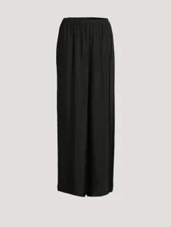 Wide-Leg Silk Trousers
