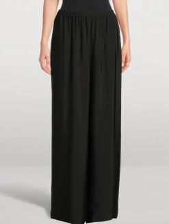 Wide-Leg Silk Trousers