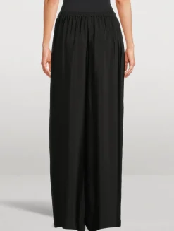 Wide-Leg Silk Trousers
