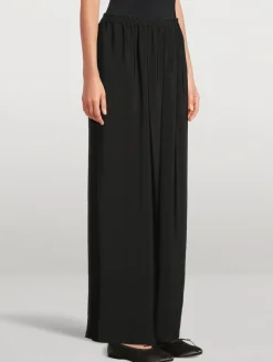 Wide-Leg Silk Trousers