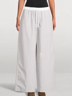 Wide-Leg Trousers In Stripe Print