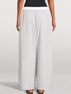 Wide-Leg Trousers In Stripe Print